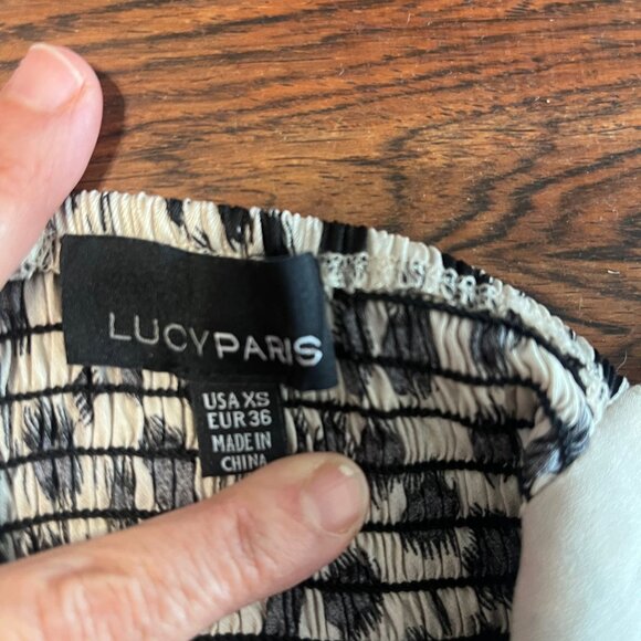 LUCY PARIS Sierra Leopard Animal Print Ruffle Strap V-Neck Midi Dress Size X Sma - Picture 7 of 8